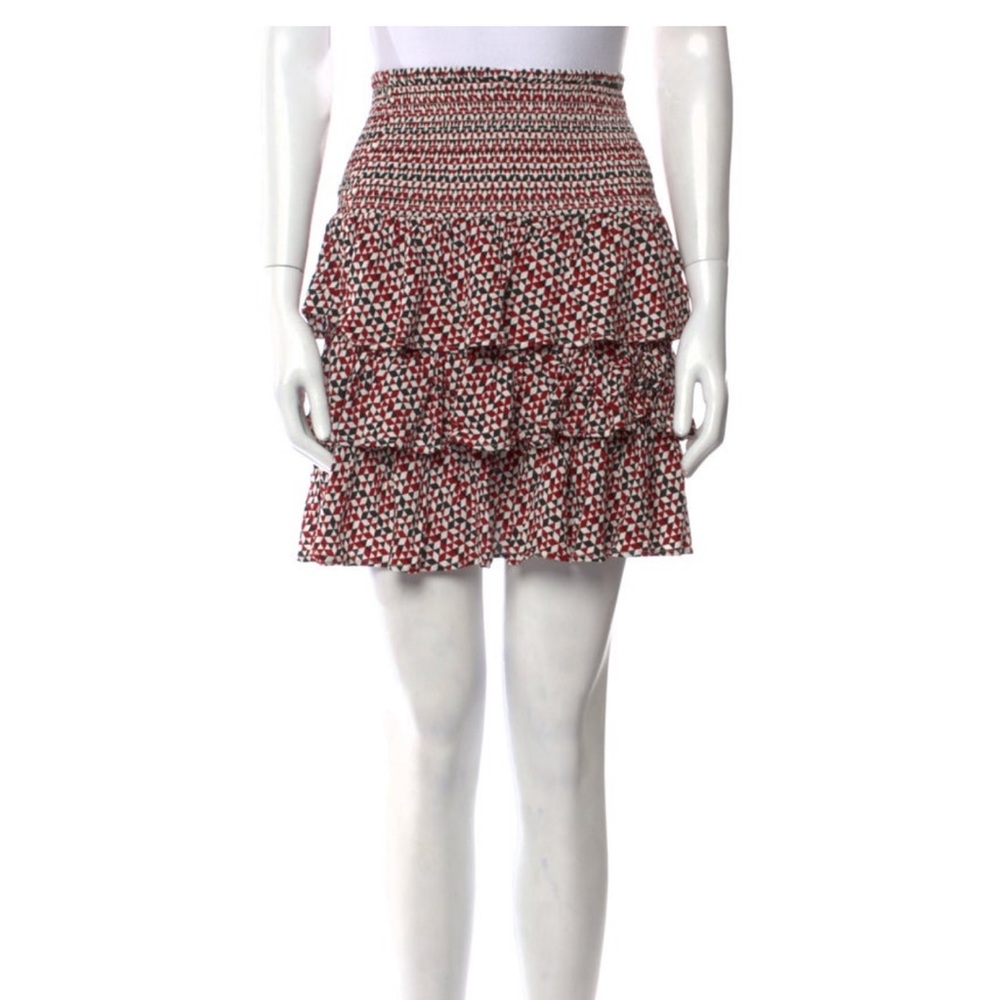 Maje Jalao Printed Ruffled Smocked Mini Skirt Siz… - image 2